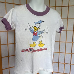 Vintage Disney Donald Duck Walt Disney World Kinder gekämmte Baumwolle T-Shirt - Sz 6-8