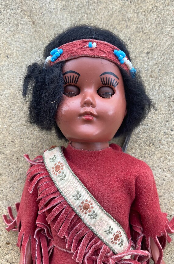 Vintage Native American Indian Toy Doll Red Outfit and Shoes Etsy
