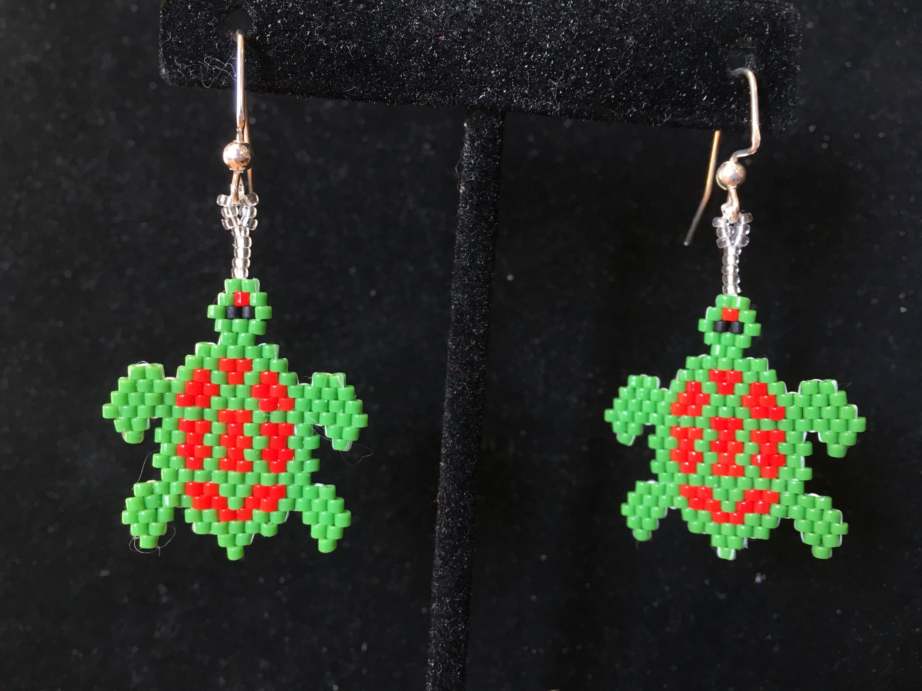 Turtles Handmade Beaded Turtle Earrings Seed Bead Jewelry Etsy