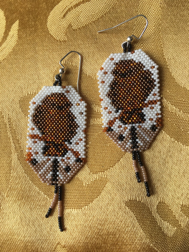 Beaded Owl Earrings Handmade Seed Bead Owls Native American Etsy