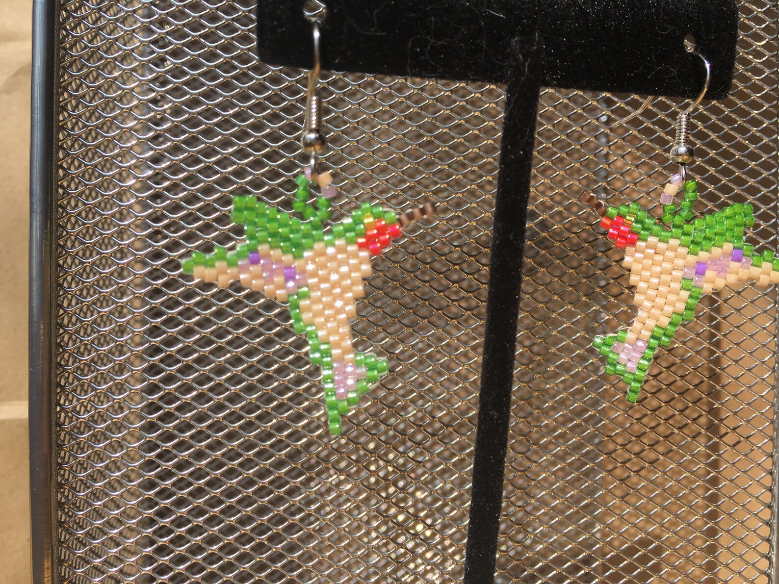 Hummingbird Earrings Hand Beaded Earrings Charming Etsy