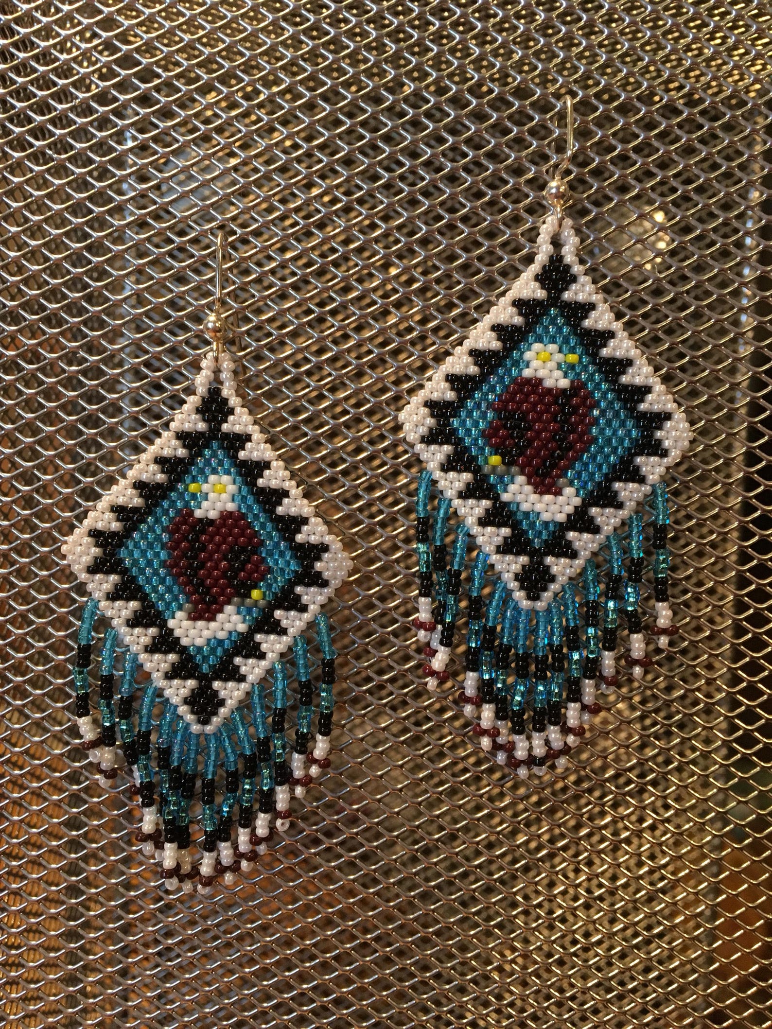 Beaded Eagle Earrings Handmade Boho Seed Beads American Etsy