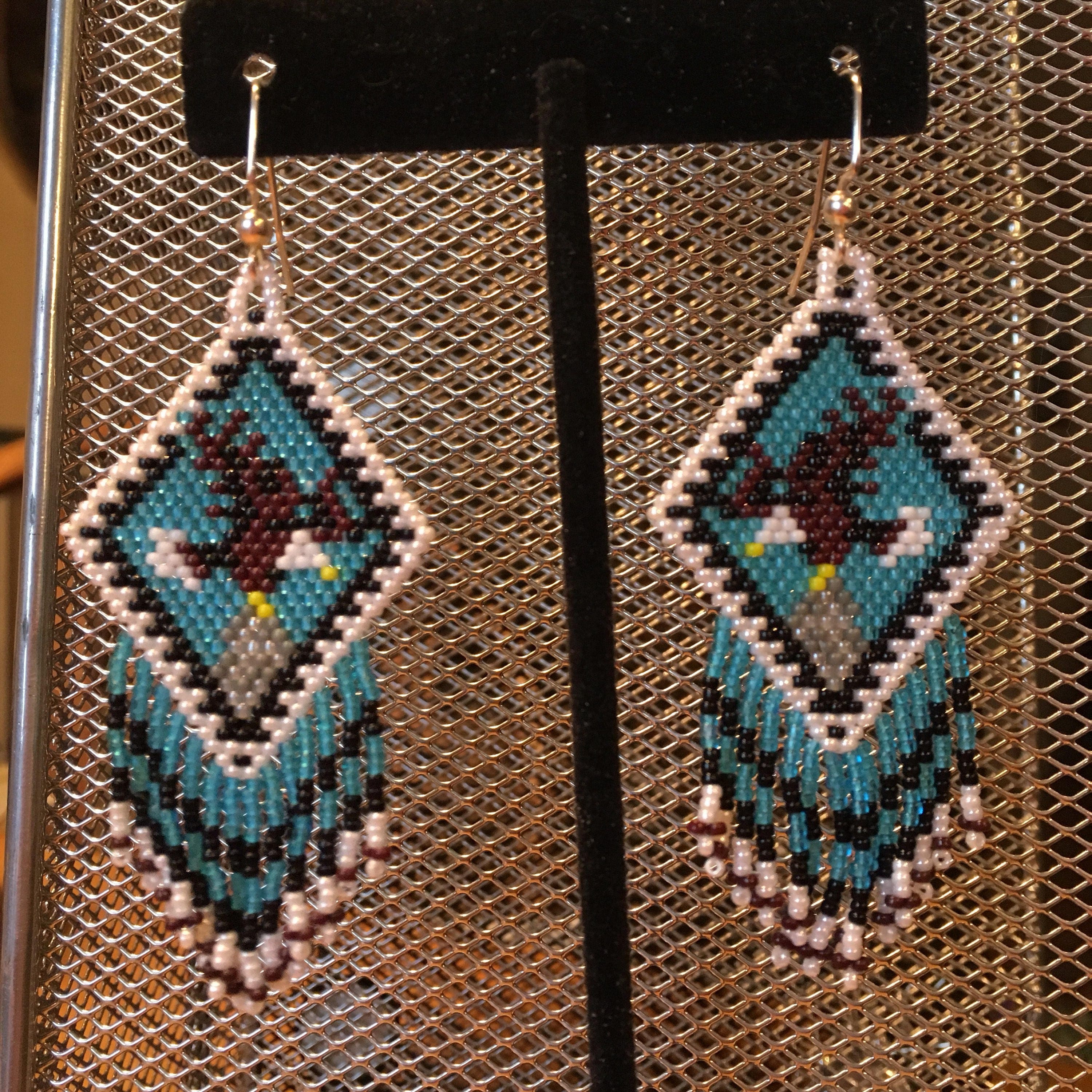 Beaded eagle earrings handmade bohemian seed beads Etsy