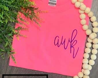 Girls monogram t shirt, youth girls monogram shirt, personalized girl shirt, personalized shirt, embroidered monogram