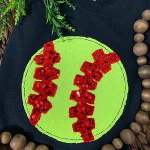 Sequin softball shirt, embroidered sequin softball shirt, women’s embroidered softball shirt, softball shirt