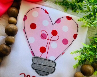 Girl’s Valentine Shirt, Girl embroidered valentine shirt, Girl valentine applique, Heart applique shirt