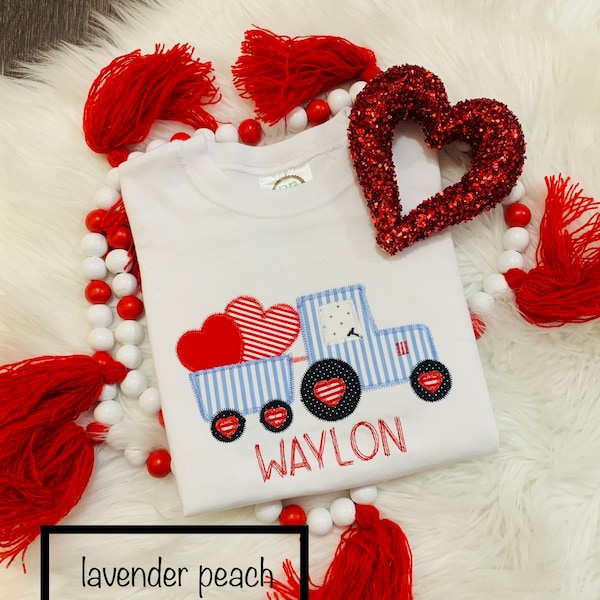 Boy Valentine shirt-Boy valentine tractor - boy personalized valentine shirt- boy valentine appliqué shirt