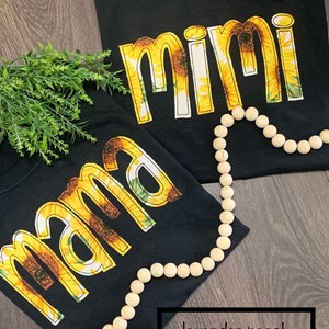 Mama Shirt, MiMi shirt, personalized name shirt, name appliqué shirt