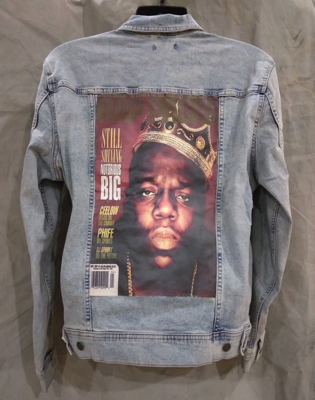 Notorious BIG Jacket L 1997 Rap Pages Magazine King of NY Denim Jacket
