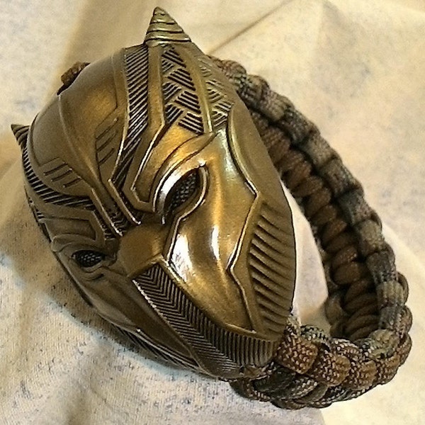 Black Panther / Killmonger Golden Jaguar Mask Paracord Bracelet / Black Panther Bracelet