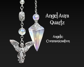 Angel Aura Quartz Pendulum Aids Insight And Connection With The Divine Realms, Beaded Crystal Divination Pendulum, Scrying Pendulum