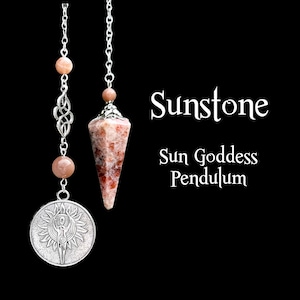 Sunstone Pendulum, Sun Goddess Self Empowerment Divining Pendulum, Handmade Beaded Pendulum