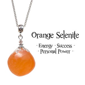 Orange Selenite Necklace, Balance Sacral Chakra Necklace,  Goddess Selene Jewelry, Moon Goddess, Spirit Guides