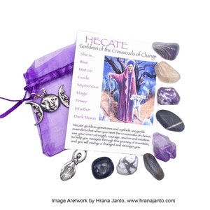 Hecate Goddess Crystal Set, Hekate Goddess of the Crossroads of Change, Crystal Remedy, Crystal Prescription, Crystal Medicine