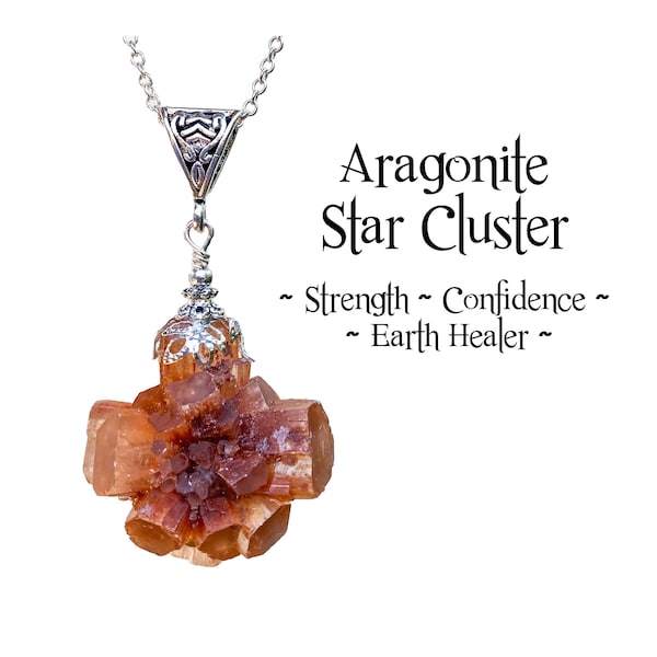 Aragonite Star Cluster Pendant, Aragonite Sputnik Necklace, Root Chakra Necklace, Earth Healer, Raw Aragonite Stone,  Raise your vibration