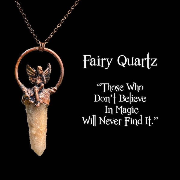 Fairy Quartz Pendant, Copper Electroformed Necklace Gives You A Relaxed & Cheerful Attitude, OOAK