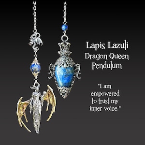 Lapis Lazuli Pendulum, Dragon Queen, Protection, Intuition, Beaded Crystal Divination Pendulum,