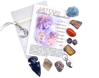 Artemis Goddess Crystal Set, Goddess of Independence, Crystal Remedy, Crystal Prescription, Crystal Medicine