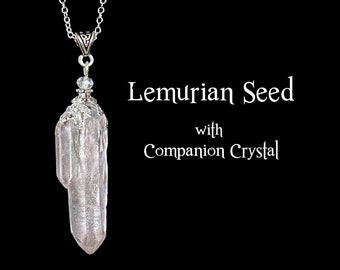 Lemurian Seed Pendant with Companion Crystal, Tantric Twin Necklace,  Ancient Wisdom Jewerly, Divine Feminine