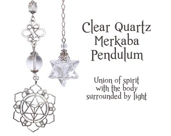 Clear Quartz Merkaba Pendulum, Union of Spirit with the Body