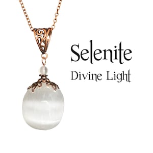 Selenite Pendant, Moon Goddess Necklace,  Divine Light Jewelry, Goddess Selene, Spirit Guides, Higher Self, Guardian Angels