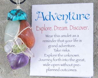 Adventure Amulet, Wire Wrapped Pendant,  Earth Friendly Healing Crystal Amulet, Crystal Remedy, Natural Crystal Healing