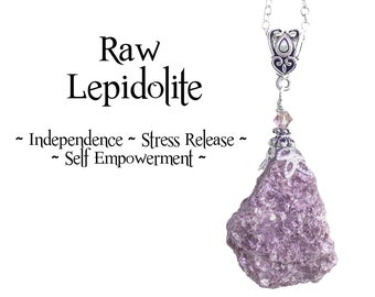 Raw Lepidolite Pendant, Stress Release Necklace, Anti Anxiety Jewelry, Gift for Her