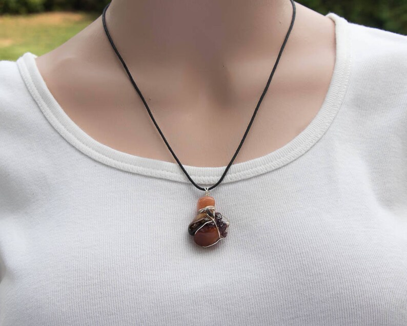 Wire Wrapped Pendant OOAK Earth Friendly Natural Healing Eco Fashion Gift Small Confidence Amulet