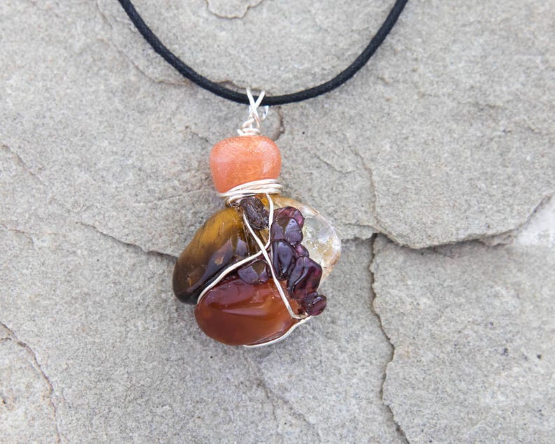 Wire Wrapped Pendant OOAK Earth Friendly Natural Healing Eco Fashion Gift Small Confidence Amulet