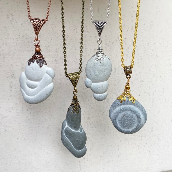 Lucky Talisman Rare Fairy Stone Electroformed Copper Necklace Natural Clay Glacial Concretion Goddess Stone Health /& Prosperity Jewelry