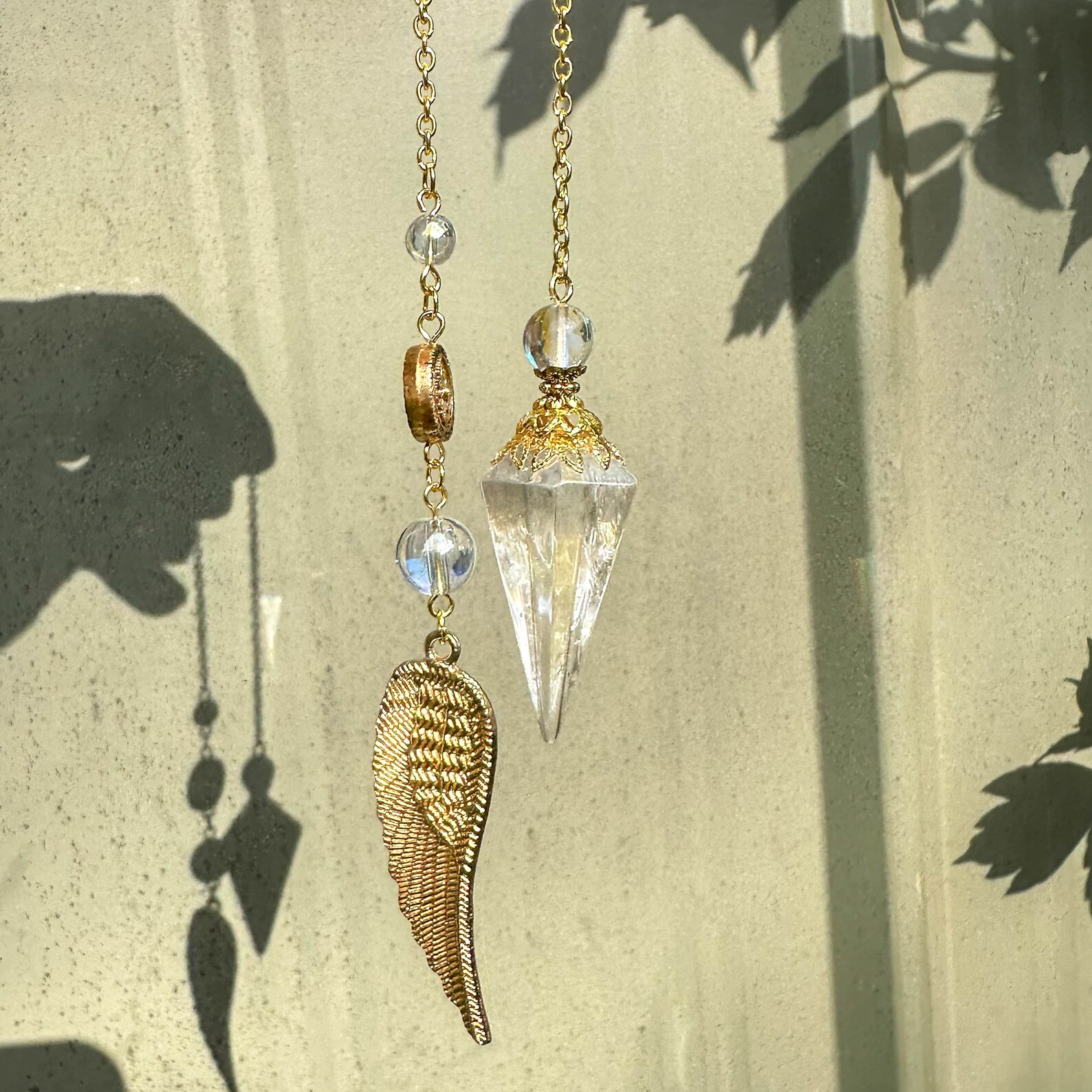 Angel Aura Quartz Pendulum With Large Wing, Aids Insight and Connection ...