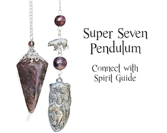 Super Seven Spirit Guide Pendulum, Melody's Stone High Vibration Healing Necklace, Super 7 Pendulum Necklace