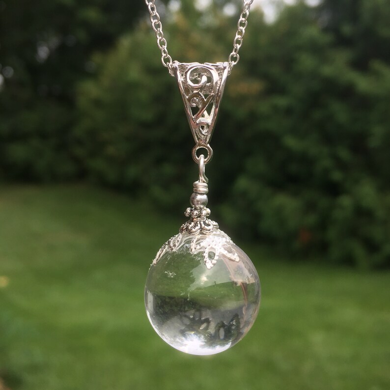 Clear Quartz Crystal Ball Meditation Necklace / Healing Etsy