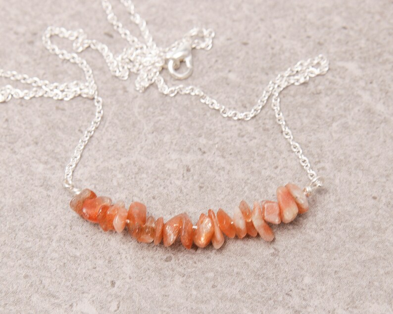 Sunstone Optimistic Happiness Personal Power Bar Necklace Healing Sacral Chakra Jewelry