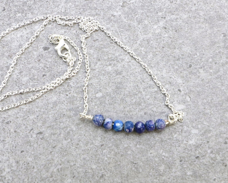 Sodalite Self-Esteem Intuition Bar Necklace Energy Healing Necklace Soul Awakening Jewelry Third Eye Chakra Necklace