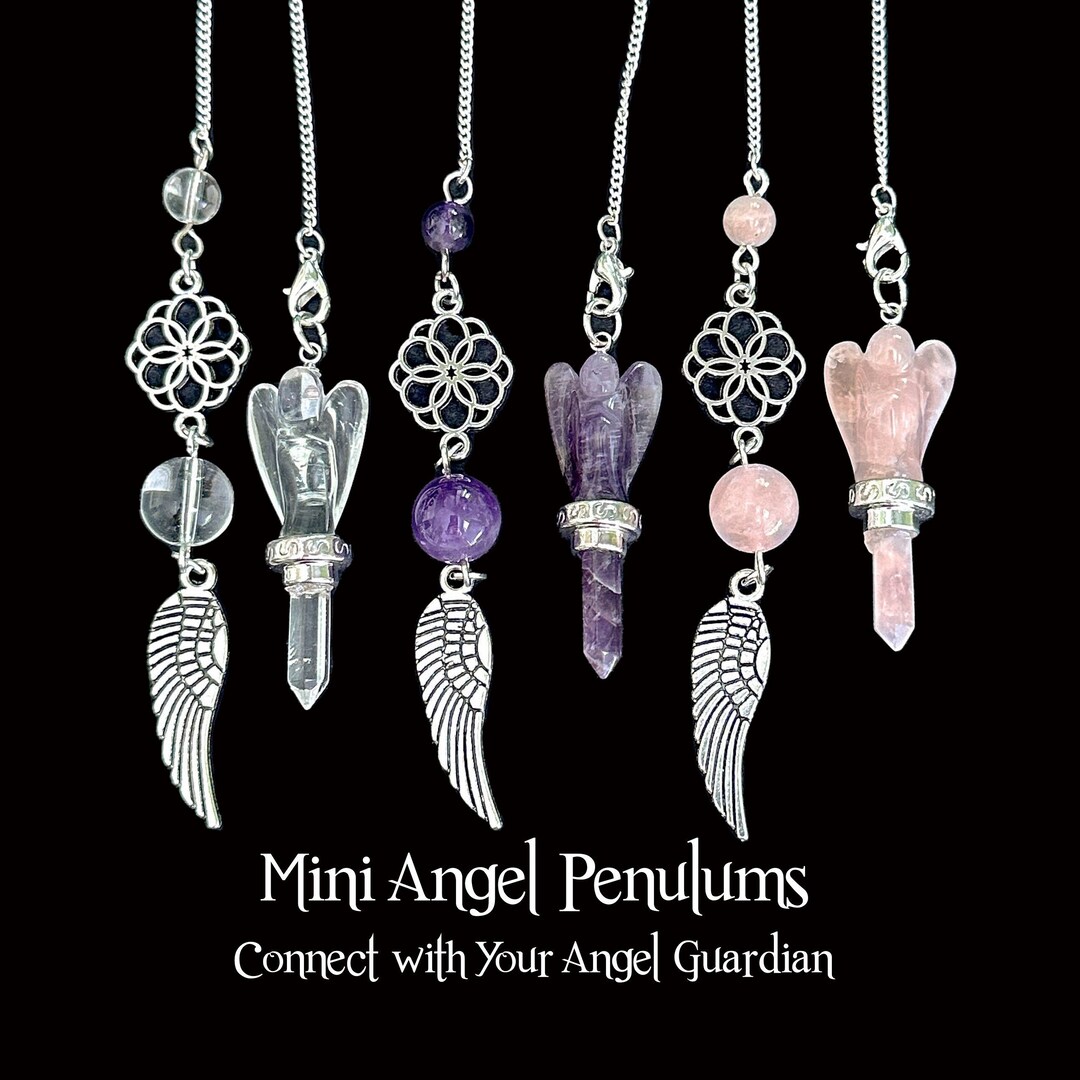 Mini Angel Pendulum, Clear Quartz, Amethyst, Rose Quartz, Angel ...