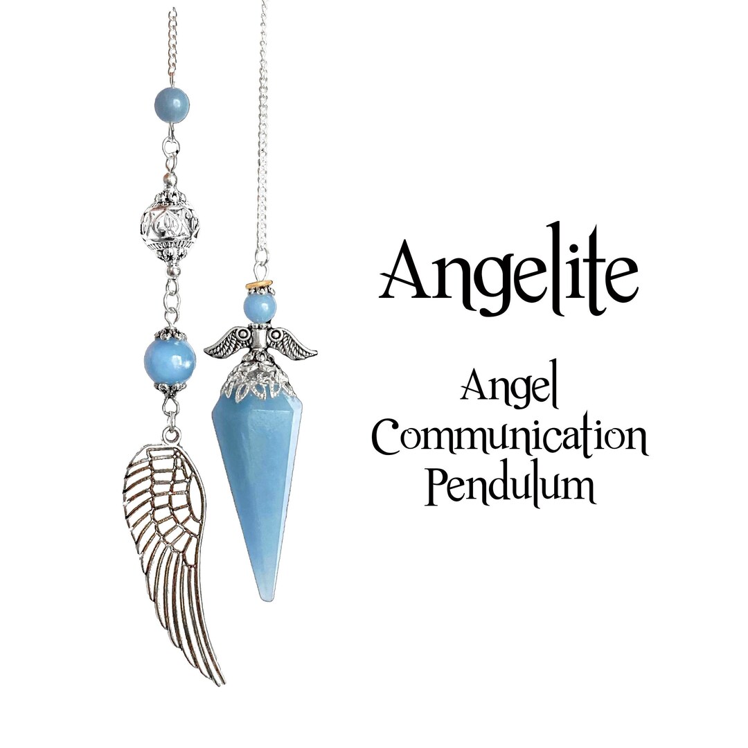 Angelite Pendulum, Divining Angel Communication, Beaded Crystal Altar ...
