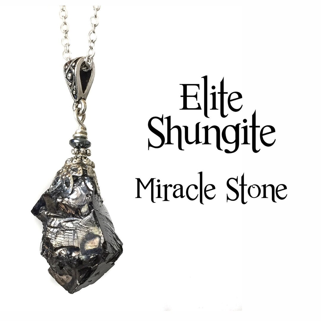Elite Shungite Pendant, Miracle Stone Healing Necklace, EMF Protection