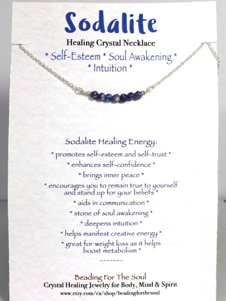 Sodalite Self-Esteem Intuition Bar Necklace Energy Healing Necklace Soul Awakening Jewelry Third Eye Chakra Necklace