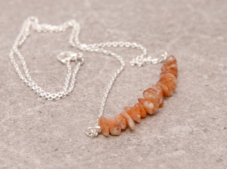 Sunstone Optimistic Happiness Personal Power Bar Necklace Healing Sacral Chakra Jewelry