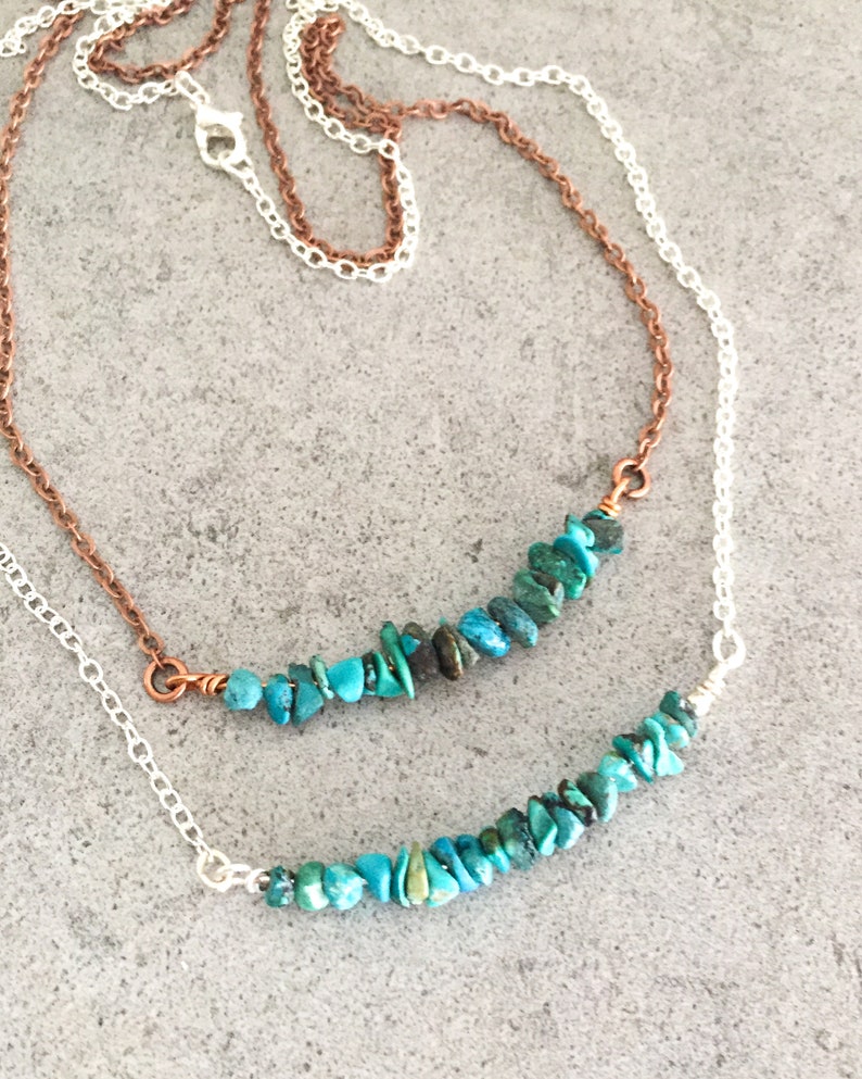 Natural Turquoise Protection Healing Bar Necklace Meditation Jewelry Throat Chakra Intuition Necklace