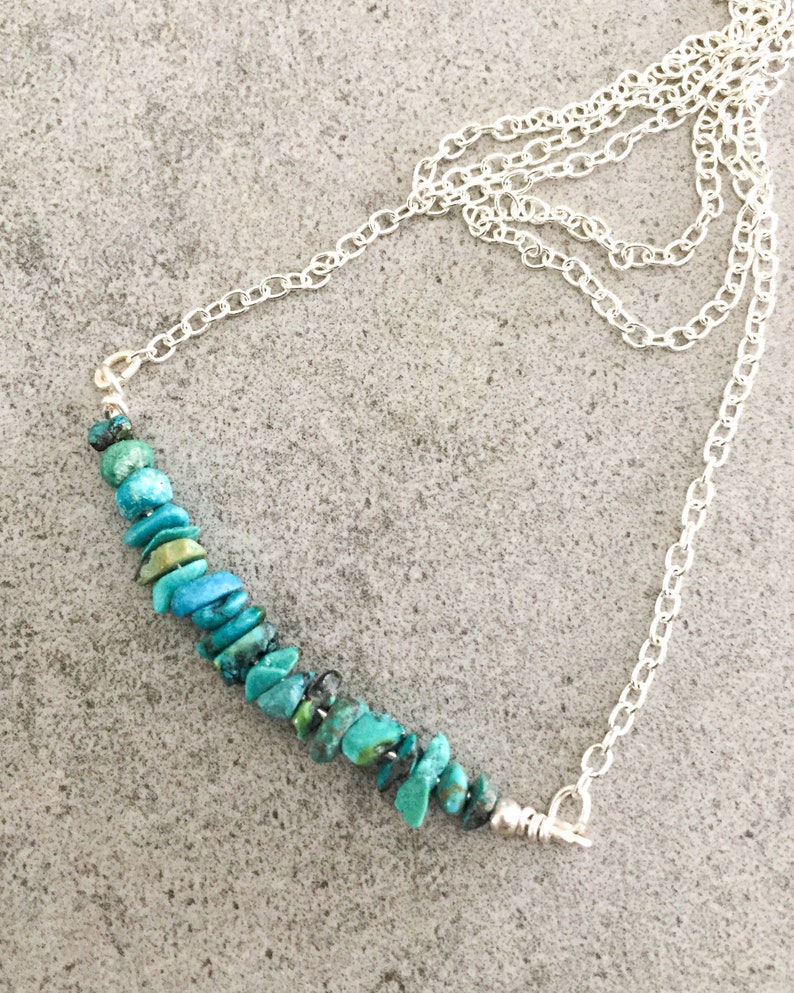 Natural Turquoise Protection Healing Bar Necklace Meditation Jewelry Throat Chakra Intuition Necklace