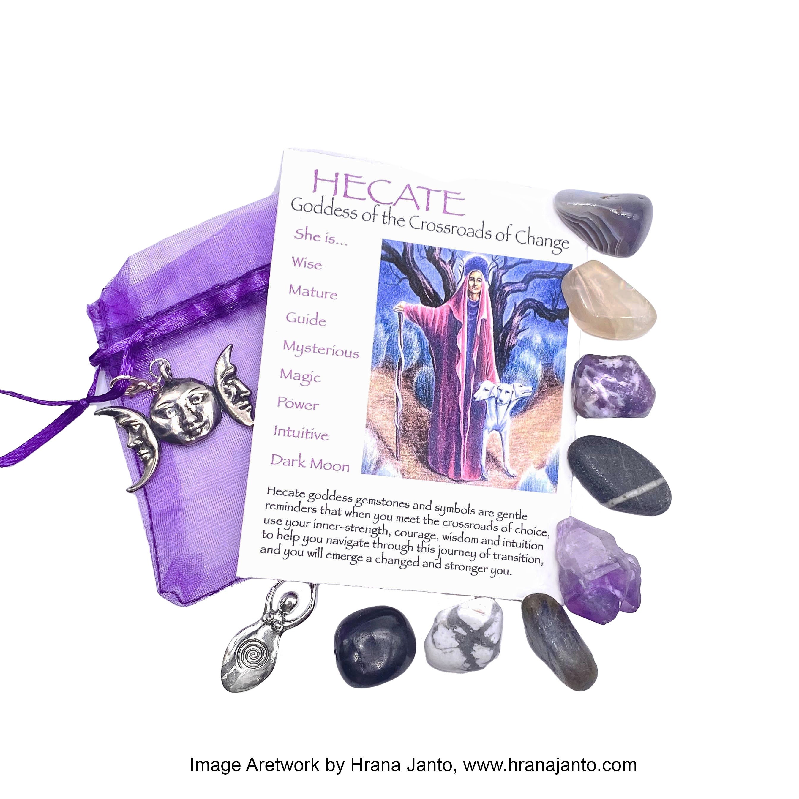 Hecate Goddess Crystal Set, Hekate Goddess of the Crossroads of
