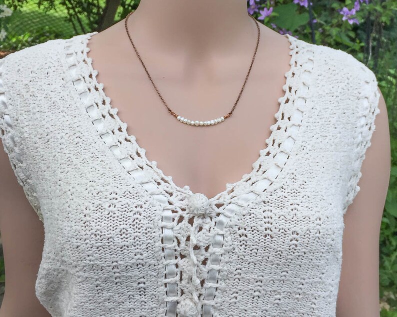 Freshwater Pearl Intuition Bar Healing Necklace Energy Healing Jewelry Feminine Wisdom Necklace Inner Strength Minimalist Necklace
