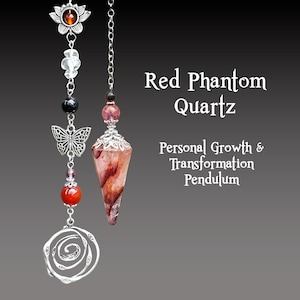 Red Phantom Quartz Pendulum, Super Seven, Shungite, Carnelian