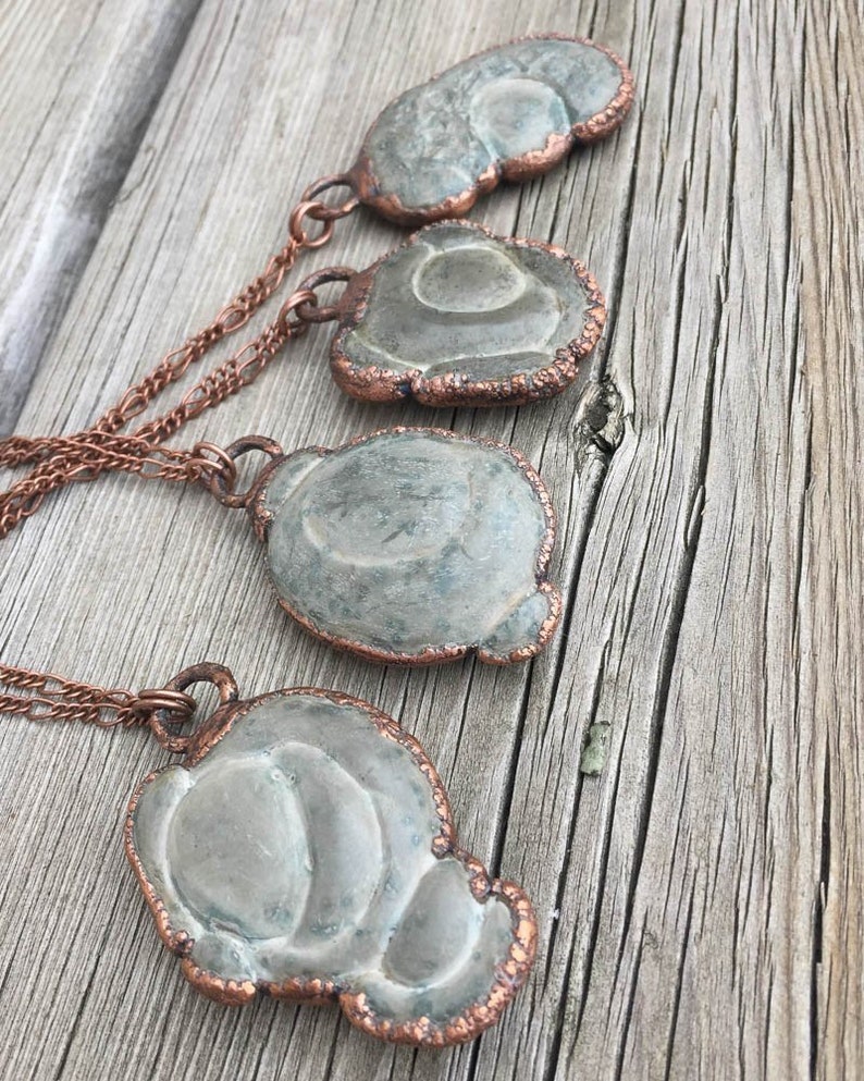 Health /& Prosperity Jewelry Lucky Talisman Rare Fairy Stone Electroformed Copper Necklace Goddess Stone Natural Clay Glacial Concretion