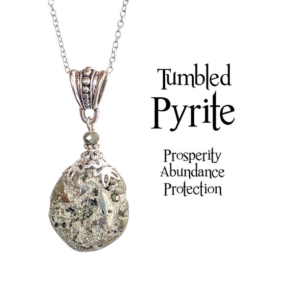 Tumbled Pyrite Pendant,  Abundance Wealth Prosperity Necklace,  Stone Of Action Vitality and Will Jewerly