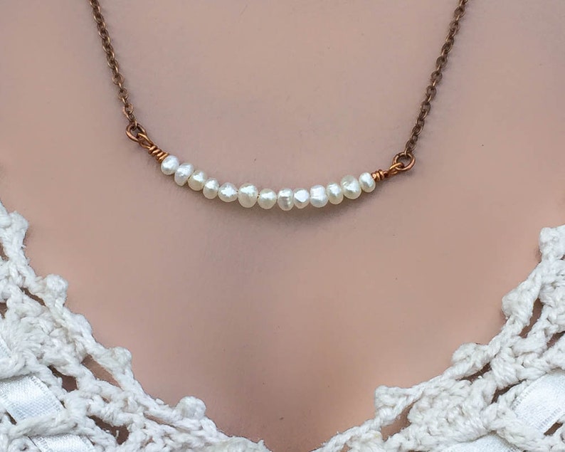 Freshwater Pearl Intuition Bar Healing Necklace Energy Healing Jewelry Feminine Wisdom Necklace Inner Strength Minimalist Necklace