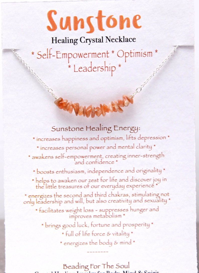 Sunstone Optimistic Happiness Personal Power Bar Necklace Healing Sacral Chakra Jewelry
