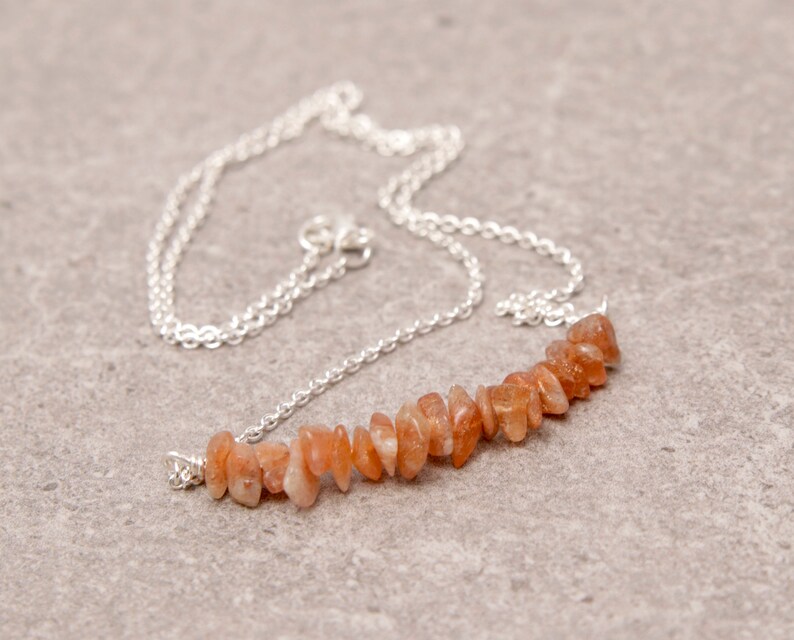 Sunstone Optimistic Happiness Personal Power Bar Necklace Healing Sacral Chakra Jewelry